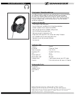 Предварительный просмотр 1 страницы Sennheiser CX HD 280 Specification Sheet