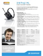 Предварительный просмотр 1 страницы Sennheiser DW Pro2 ML Specifications