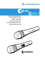 Предварительный просмотр 1 страницы Sennheiser E 840 - 04-07 Instructions For Use Manual