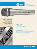 Предварительный просмотр 1 страницы Sennheiser e838 Product Sheet