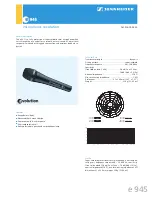 Предварительный просмотр 1 страницы Sennheiser Evolution 009422 Specification Sheet