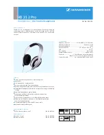 Предварительный просмотр 1 страницы Sennheiser HD 212 PRO Specifications