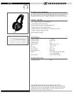 Sennheiser HD 490 Specification Sheet предпросмотр