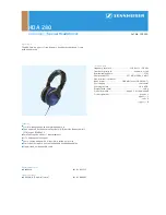 Предварительный просмотр 1 страницы Sennheiser HDA 280 Specifications