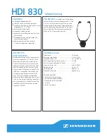 Preview for 1 page of Sennheiser HDI 830 Quick Manual