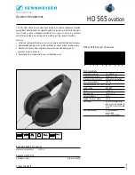 Предварительный просмотр 1 страницы Sennheiser Ovation HD 565 Specification Sheet