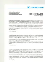Preview for 1 page of Sennheiser SIS 1019 A 20 Instructions For Use
