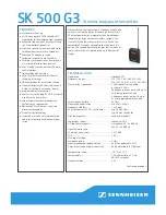 Preview for 1 page of Sennheiser SK 500 G3 Specifications