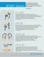 Предварительный просмотр 1 страницы Sennheiser Sport CX 380 Specification Sheet