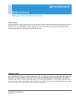 Предварительный просмотр 2 страницы Sennheiser SR 2020-D Product Sheet