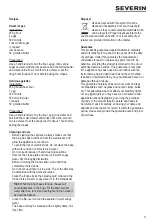 Preview for 11 page of SEVERIN 2471000 Instructions For Use Manual