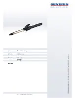 SEVERIN CURLING IRON 0411 Dimensions предпросмотр