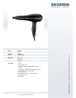 SEVERIN HAIRDRYER Dimensions preview