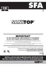 SFA SANITOP Installation And Maintenance Instructions Manual preview