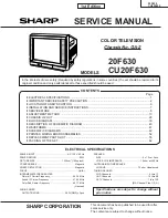 Предварительный просмотр 1 страницы Sharp 20F630 Service Manual