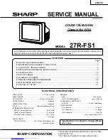 Предварительный просмотр 1 страницы Sharp 27R-FS1 Service Manual