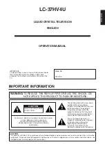 Предварительный просмотр 2 страницы Sharp 37HV4U - LC - 37" LCD TV Operation Manual