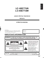 Preview for 3 page of Sharp 60E77UM - LC - 60" LCD TV Operation Manual