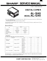 Предварительный просмотр 1 страницы Sharp AL-1040 Service Manual