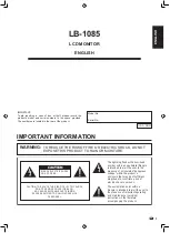 Preview for 3 page of Sharp AQUOS LB-1085 Operation Manual