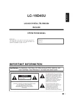 Preview for 3 page of Sharp AQUOS LC-19D45U Operation Manual