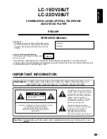 Preview for 3 page of Sharp AQUOS LC-19DV28UT Operation Manual