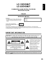 Предварительный просмотр 3 страницы Sharp AQUOS LC-19DV28UT Operation Manual