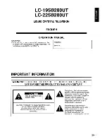 Предварительный просмотр 2 страницы Sharp Aquos LC-19SB280UT Operation Manual