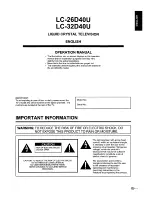 Предварительный просмотр 2 страницы Sharp Aquos LC-26D40U Operation Manual