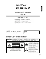 Preview for 2 page of Sharp AQUOS LC-26D42U Operation Manual