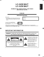 Preview for 3 page of Sharp AQUOS LC-26DV28UT Operation Manual