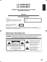 Предварительный просмотр 3 страницы Sharp AQUOS LC-26DV28UT Operation Manual