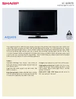 Sharp AQUOS LC-32D47U Specifications предпросмотр