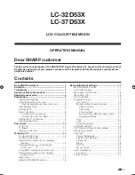 Предварительный просмотр 3 страницы Sharp Aquos LC-32D53X Operation Manual