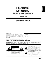 Предварительный просмотр 3 страницы Sharp Aquos LC-32D59U Operation Manual