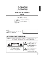 Предварительный просмотр 3 страницы Sharp Aquos LC-32GP1U Operation Manual