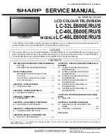 Sharp Aquos LC-32LE600E Service Manual предпросмотр