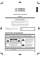 Preview for 3 page of Sharp Aquos LC 37D64U Operation Manual