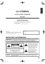 Preview for 3 page of Sharp AQUOS LC-37DW99U Operation Manual