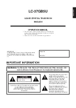 Preview for 2 page of Sharp Aquos LC 37GB5U Operation Manual