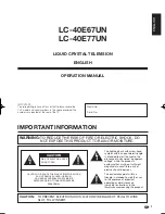 Preview for 3 page of Sharp Aquos LC 40E77UN Operation Manual