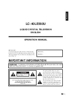 Предварительный просмотр 3 страницы Sharp Aquos LC-40LE550U Operation Manual