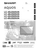 Preview for 1 page of Sharp AQUOS LC-40LE820UN Operation Manual