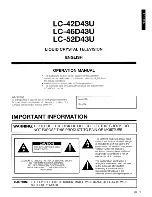 Preview for 3 page of Sharp Aquos LC-42D~43U Operation Manual