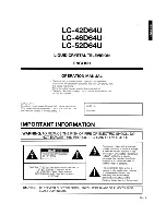 Предварительный просмотр 2 страницы Sharp AQUOS LC-42D64U Operation Manual