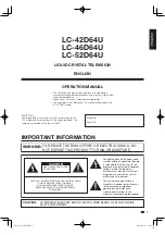 Preview for 3 page of Sharp Aquos LC-42D64UA Operation Manual