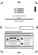 Preview for 3 page of Sharp AQUOS LC-42D65U Operation Manual