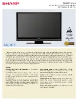 Предварительный просмотр 1 страницы Sharp AQUOS LC-42D65U Specification Sheet