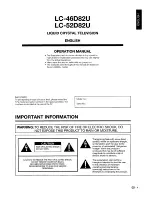 Предварительный просмотр 2 страницы Sharp Aquos LC-46D82U Operation Manual