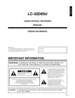 Preview for 2 page of Sharp AQUOS LC-46D85U Operation Manual